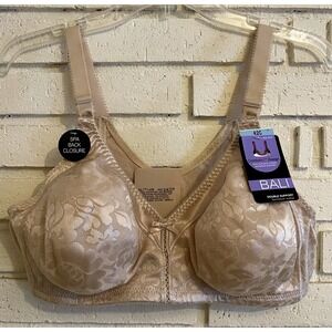 Bali Double Support Spa-Closure Comfort-U Wireless Bra Size 42C Soft Taupe NEW